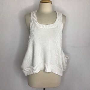 Witcher white cotton knit lagenlook oversized sleeveless scoop neck vest s/m NWT